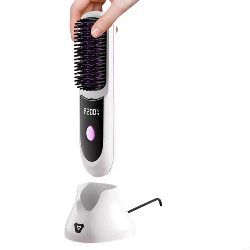 Cordless Hair Straightener Brush Fast Heating 3 Ge...