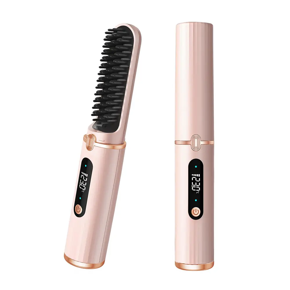 Cordless Hair Straightener Brush for Women Electric Hair Brushes Comb With Negative Ions Portable Hair Straightener for Travel
