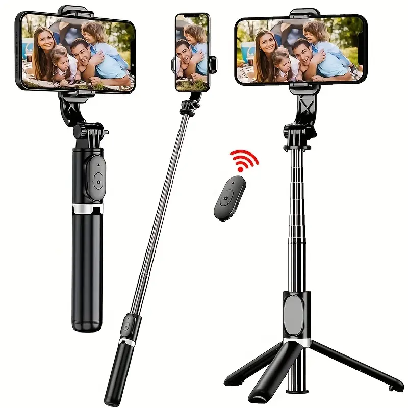 Professional Retractable Selfie Stick Ground Tripod with Wireless Remote Control 360° Rotating Stable Anti-Shake Design