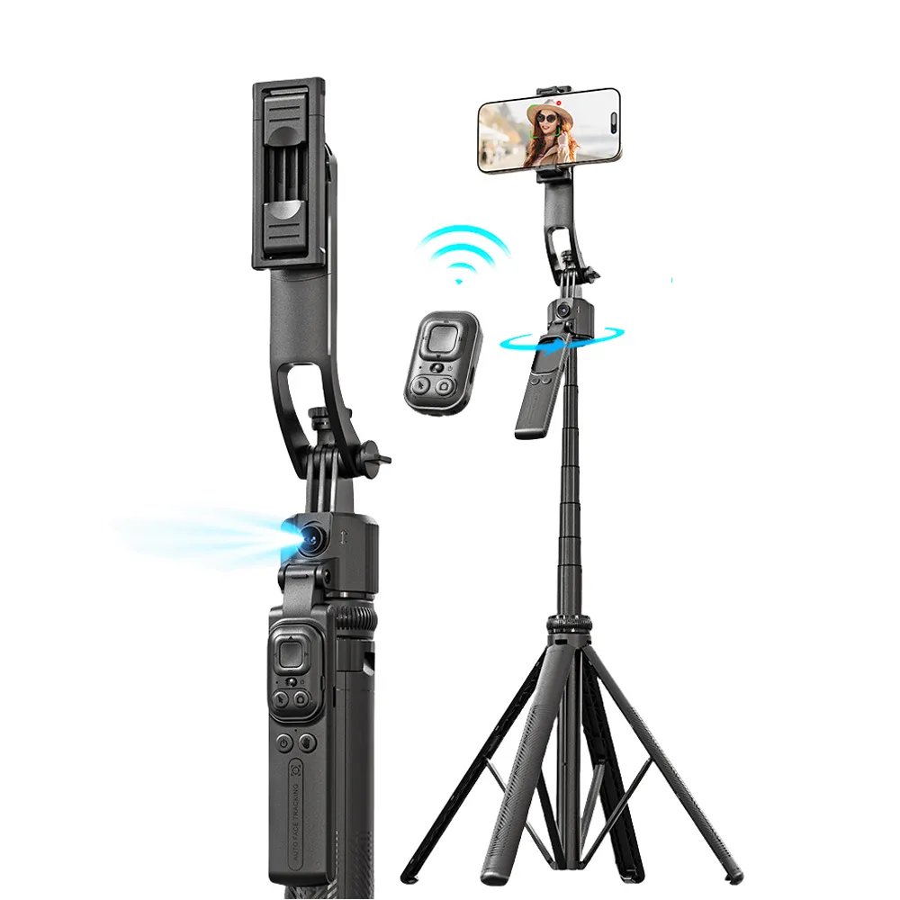 360° Intelligent Face Tracking Selfie Stick Quadrapod with Panoramic Stable Shooting
