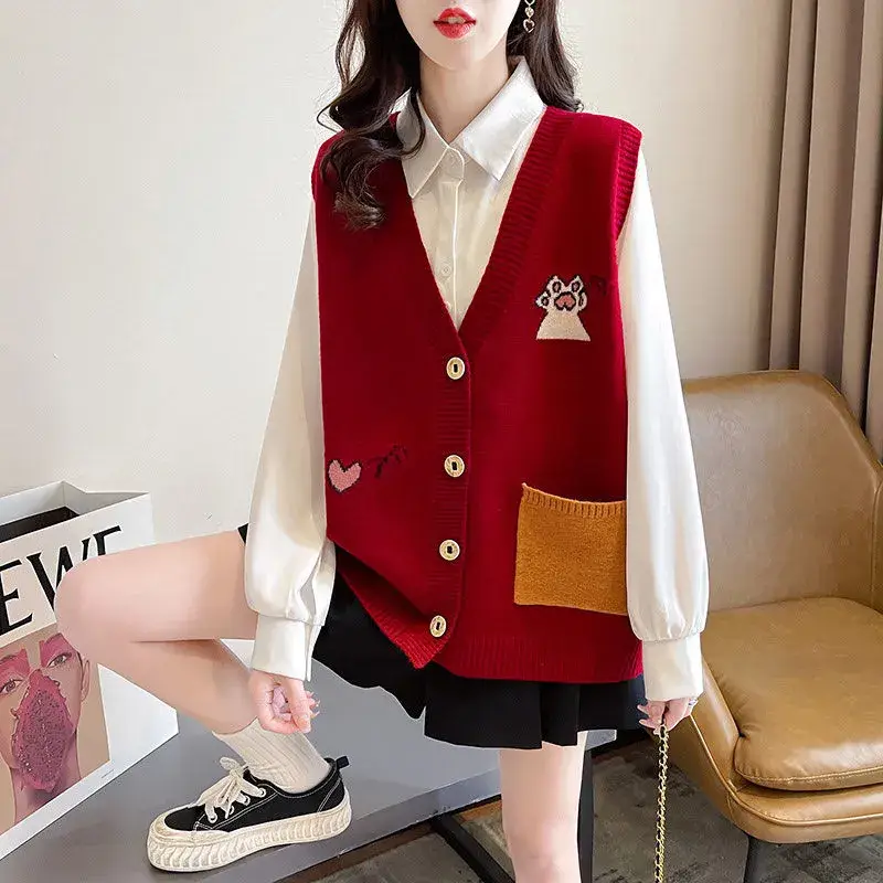 Ladies Sweater Knitted Vest Women's Cardigan