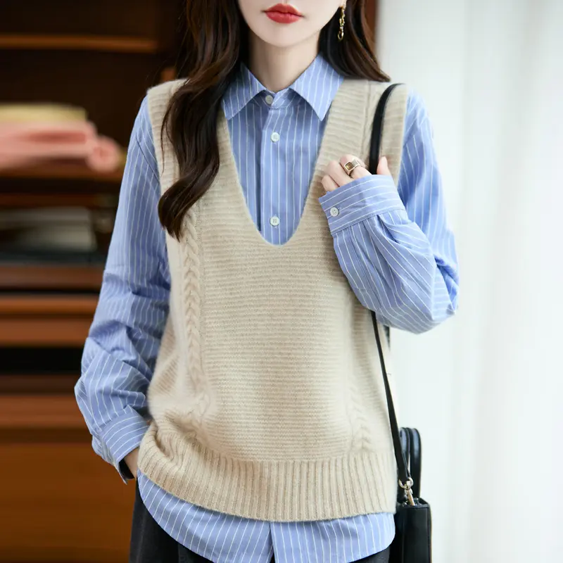 Vest Sweater Pullover V-Neck Sleeveless Knitwear Basic