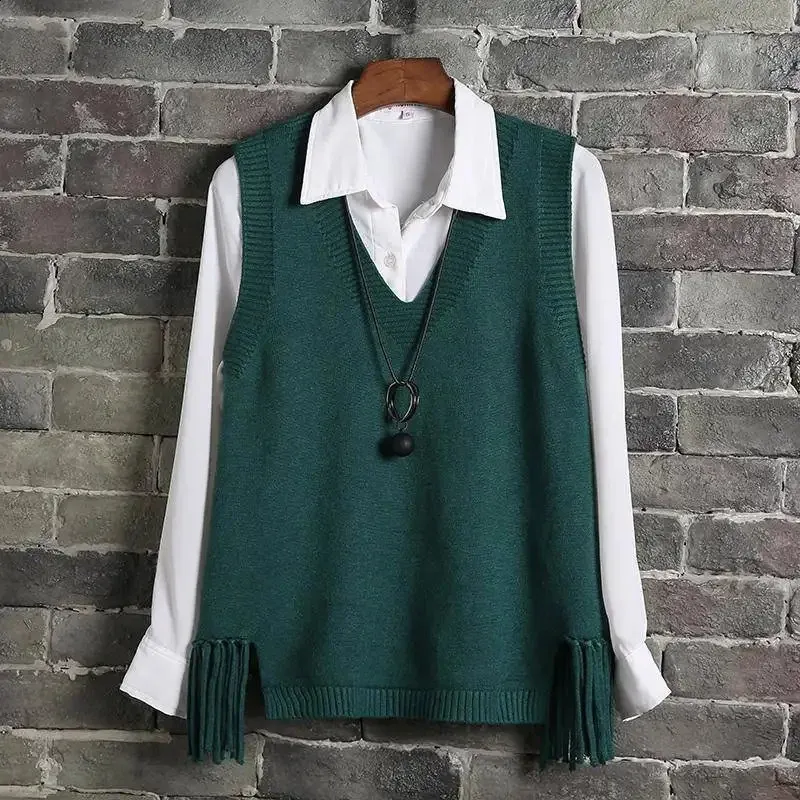Woman Sweaters Clothing Vneck Vest Women Short Knitted Sweater Waistcoat