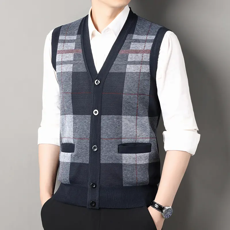 Men's Classic V-Neck Argyle Sweater Vest Sleeveles...