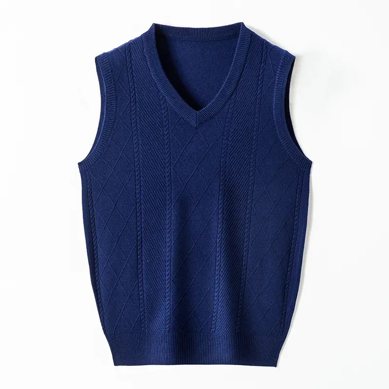 Men's Vest Casual V-neck Knitted Shoulder Sleeveless Sweater