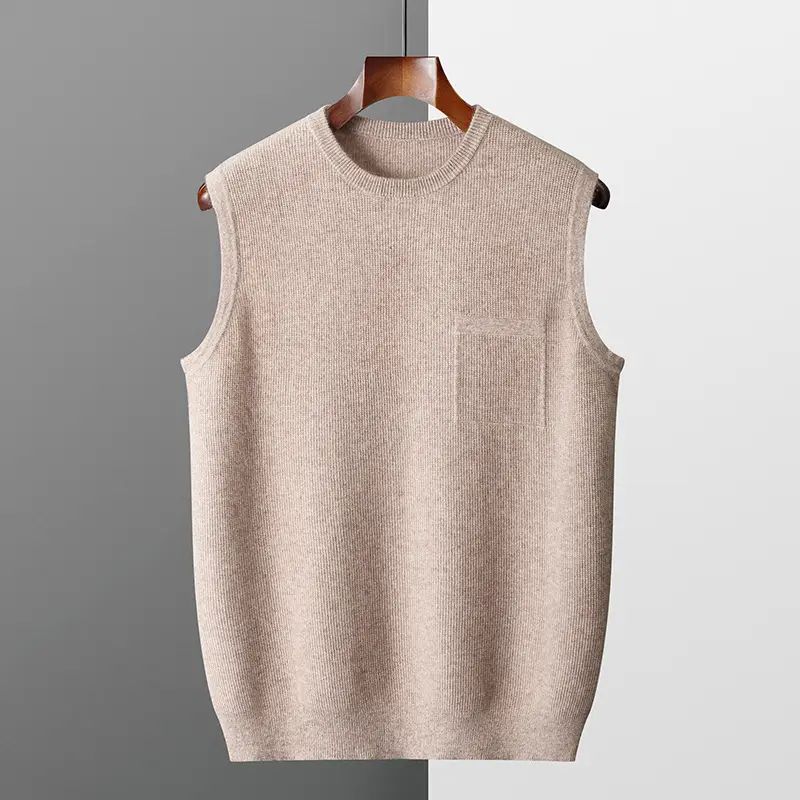O-neck Sleeveless Vest Men Sweater Solid Color Knit Male Waistcoat
