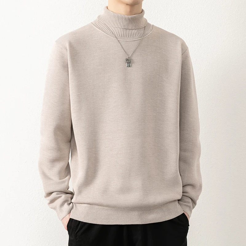 Men's Long Sleeve Turtleneck Sweater Knitted Solid Color Pullover