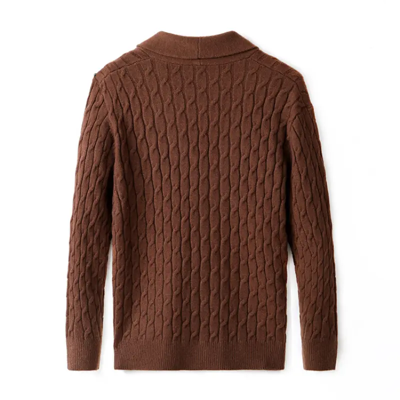 V-Neck Men's Cardigan Solid Color Knitted Sweater