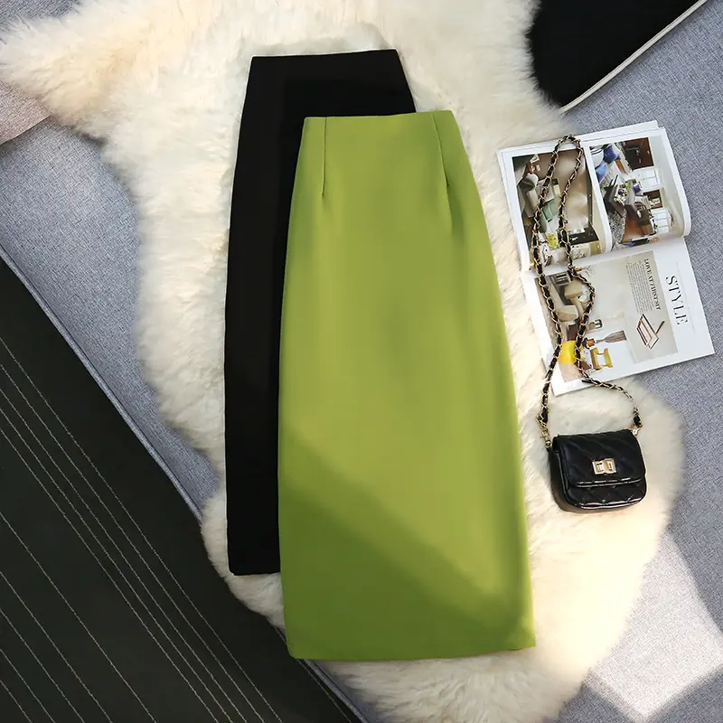 Retro-Style Women's Wrap Midi Skirt With High Waist And Zipper A-Line Skirt