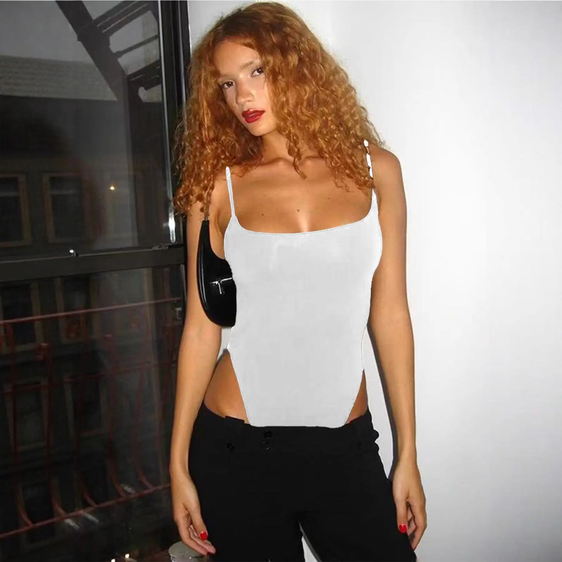 Women's Solid Color Camisole - Low Cut Backless Slim Fit Top Sexy Lace-Up Bralette