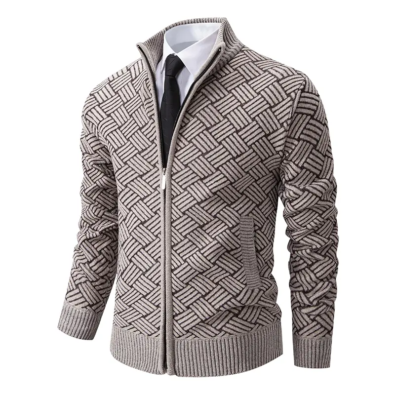 Men's Thick Knit Full-Zip Cardigan Sweater Jacket
