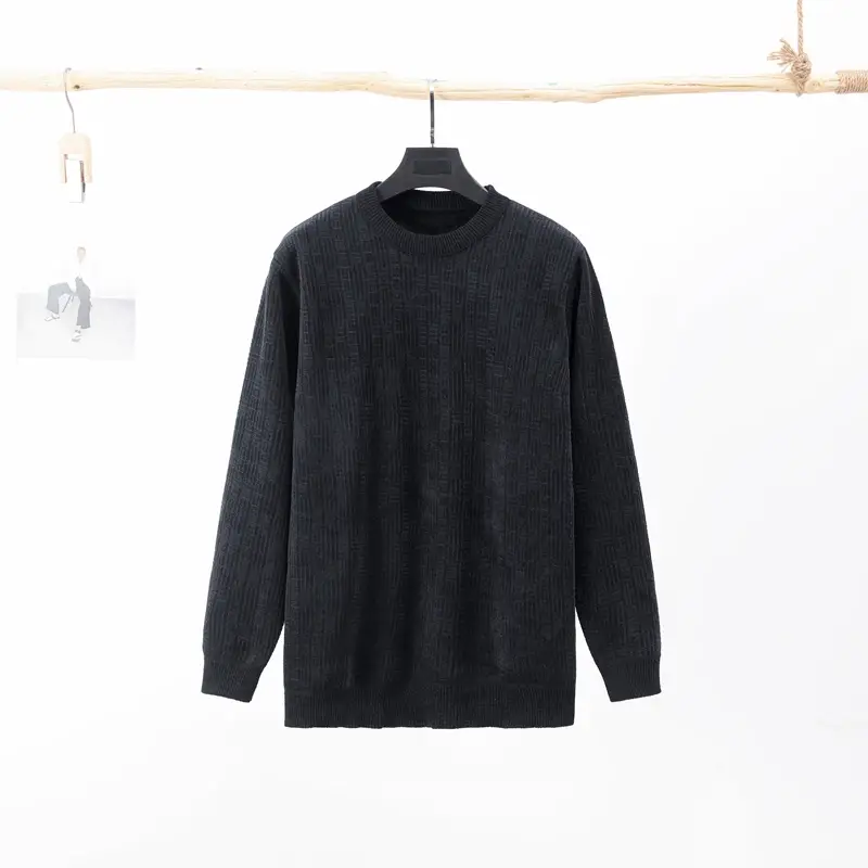 Men Sweater Pullover Top Thickened O-Neck Long Sleeved Warm Knitted Casual Top