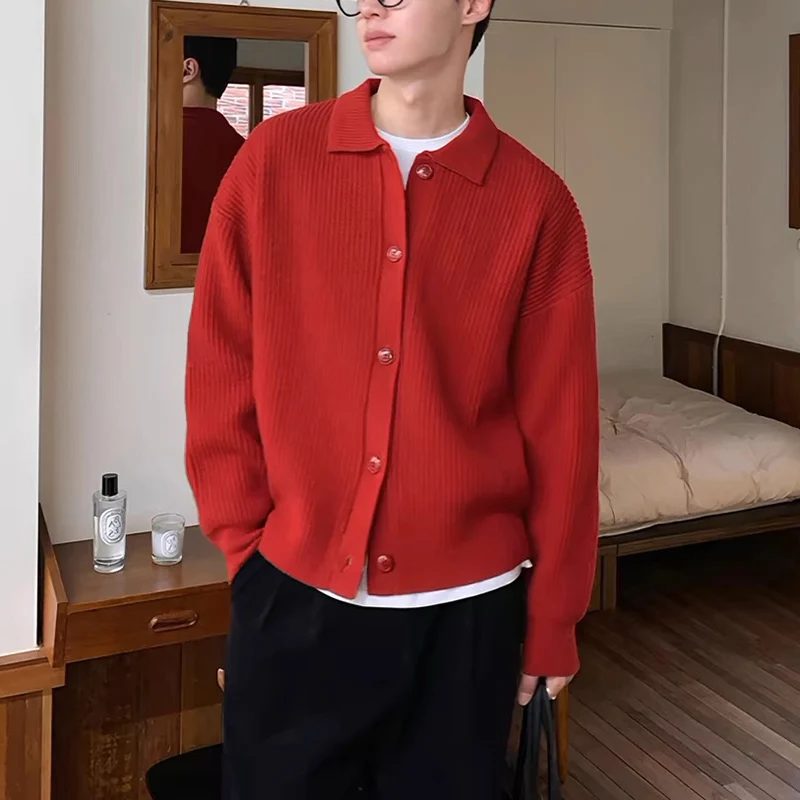 Men Fashion Daily Outerwears Cardigan Casual Long Sleeve Sweater Baggy Thicken Thermal Knitted Sweaters