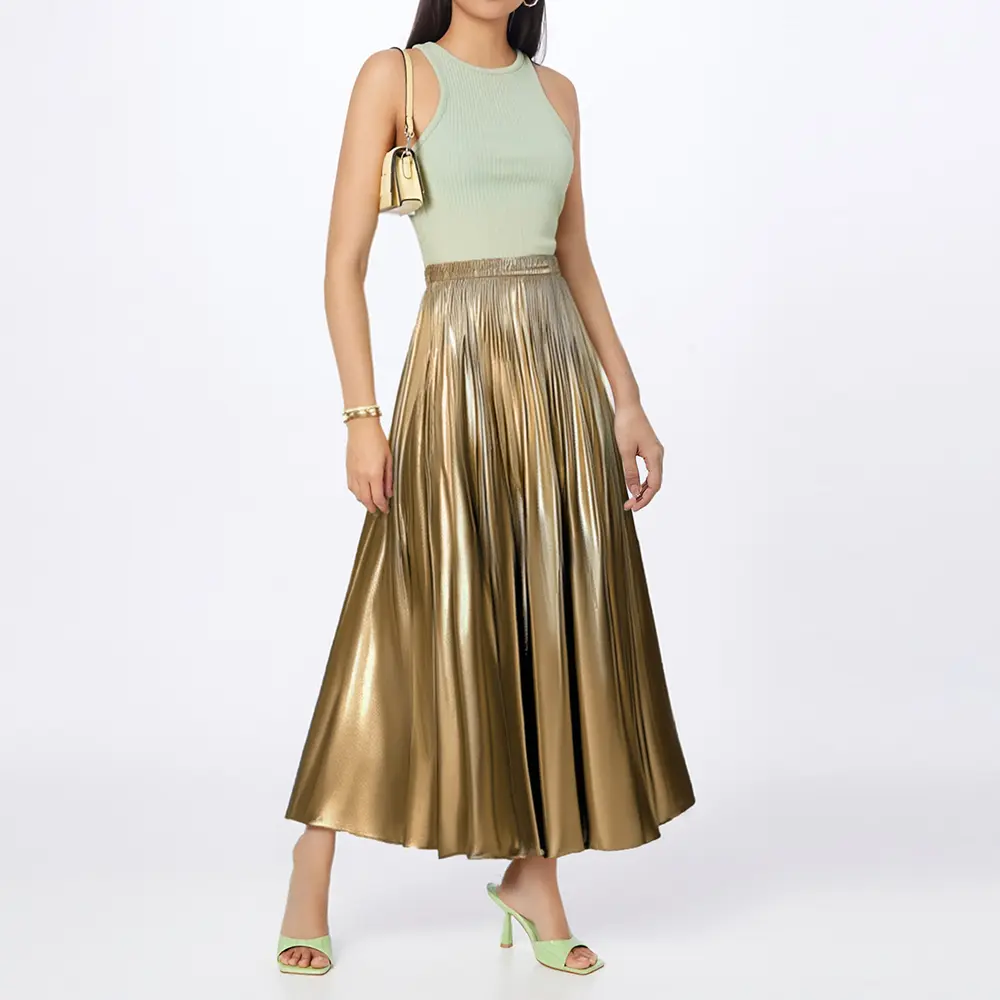 Elegant And Sparkly Metallic A-Line Long Fashion P...