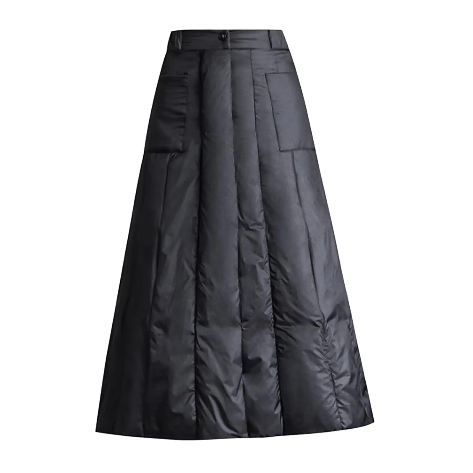 Duck Down Winter Maxi Skirts Women Black High Waist Casual Long Dress