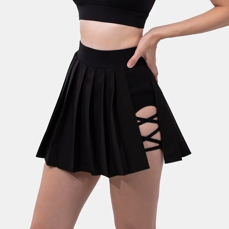 Skorts With Pocket Gym Cross Sport Pleated Pantskirt Fitness High Waist Skort