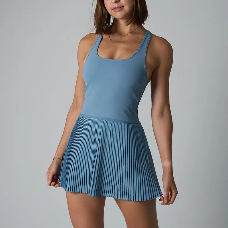 Women Tennis Dress U Neck Bulit-in Bra Athletic Dr...