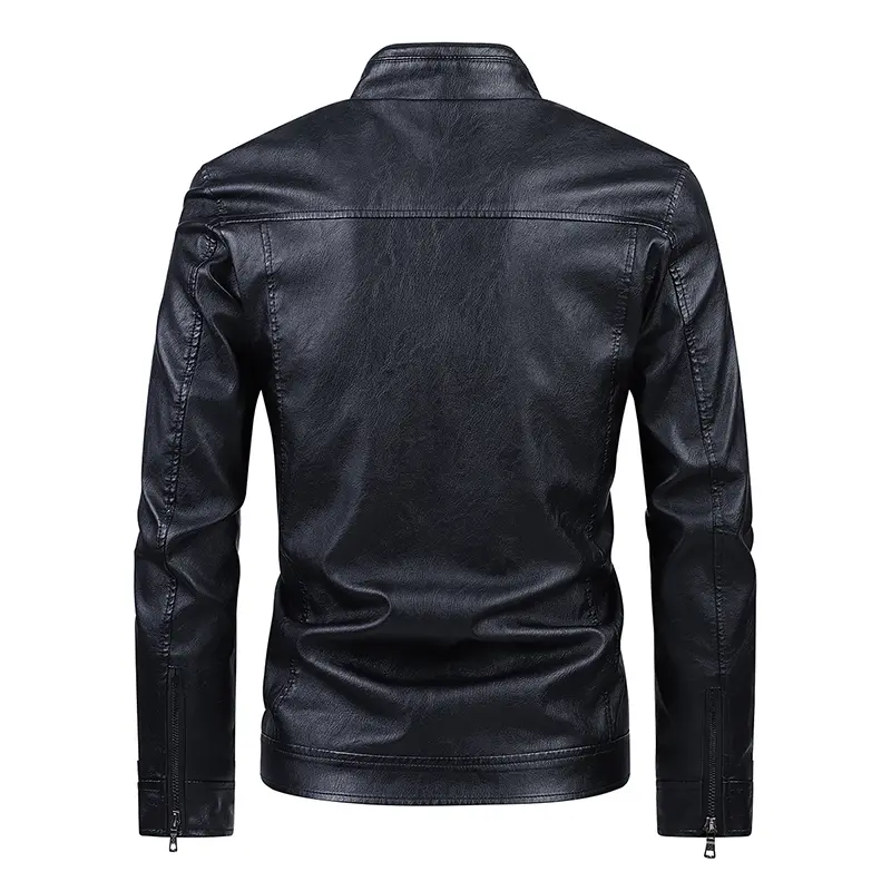 Men's Slim Fit Leather Jacket PU Casual Motorcycle Zipper Fashion Outerwear Coat