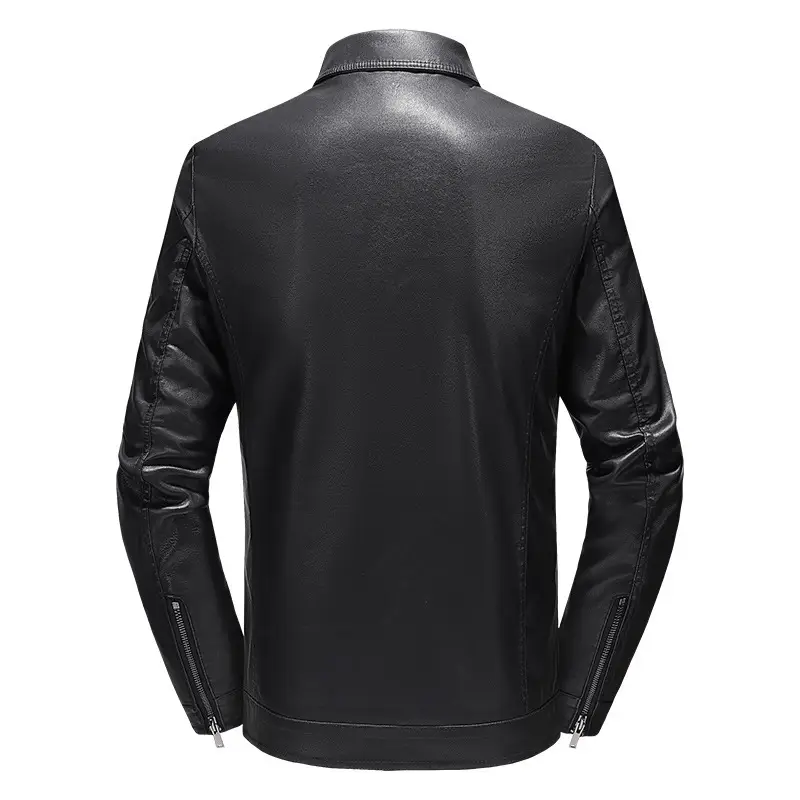 Men’s Trendy Slimming Thickened Leather Jacket C...