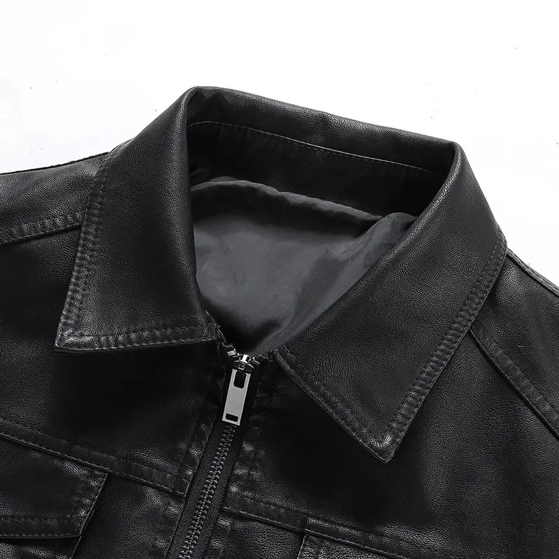 Men’s Trendy Slimming Thickened Leather Jacket Coats
