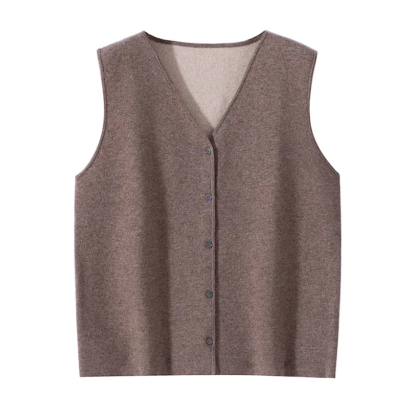 Men's V-Neck Cashmere Knit Vest Solid Color Casual Sleeveless Sweater