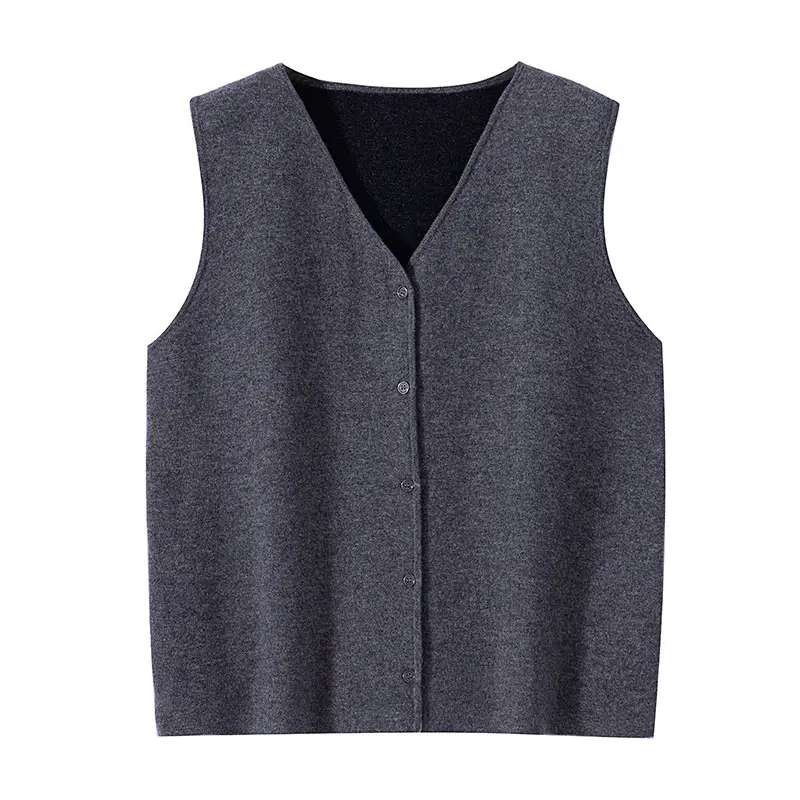 Men's V-Neck Cashmere Knit Vest Solid Color Casual Sleeveless Sweater