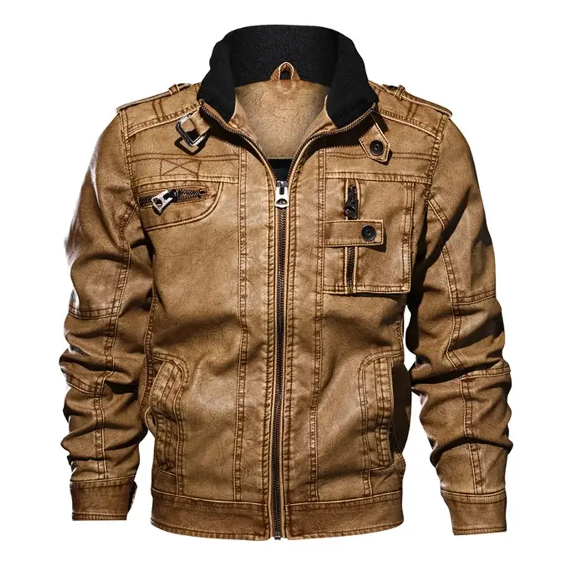 Men's Vintage PU Leather Jacket Casual Style