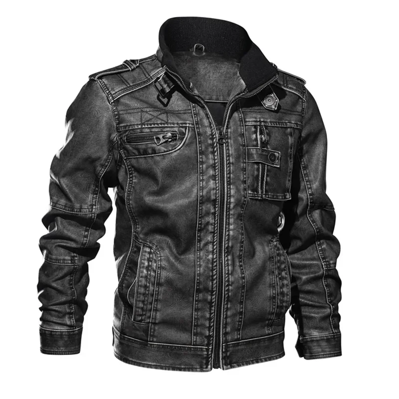 Men's Vintage PU Leather Jacket Casual Style