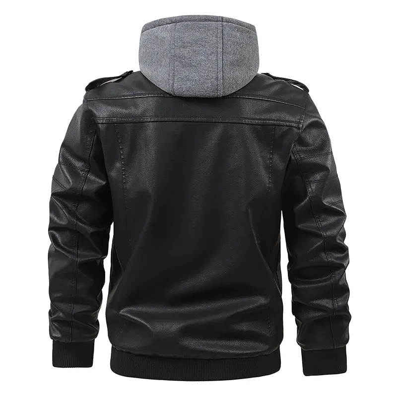 Men Casual PU Leather Jacket Fashion Leather Coat