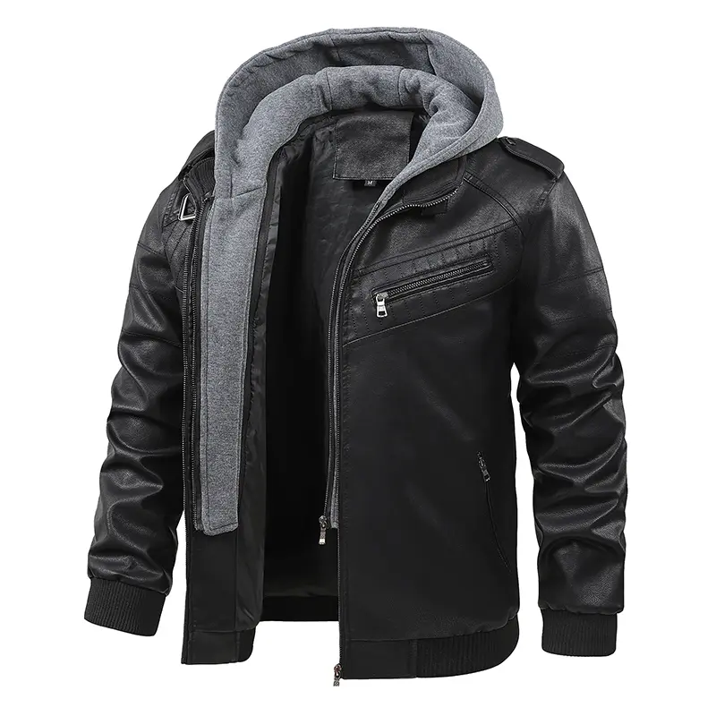 Men Casual PU Leather Jacket Fashion Leather Coat