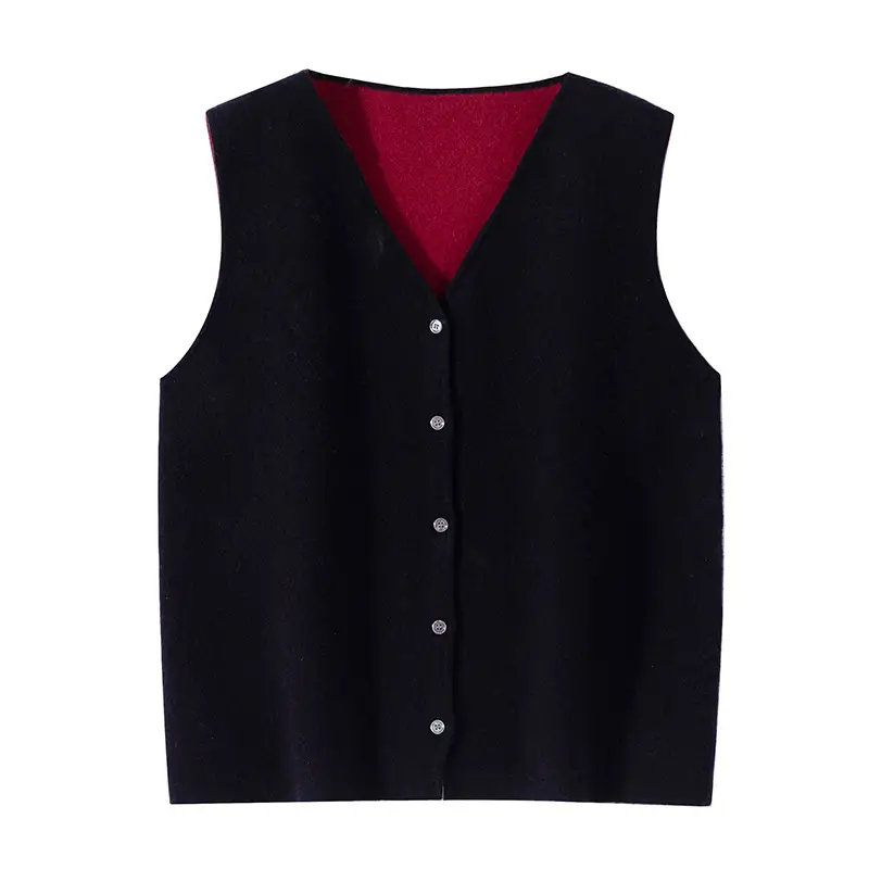 Men's V-Neck Cashmere Knit Vest Solid Color Casual Sleeveless Sweater