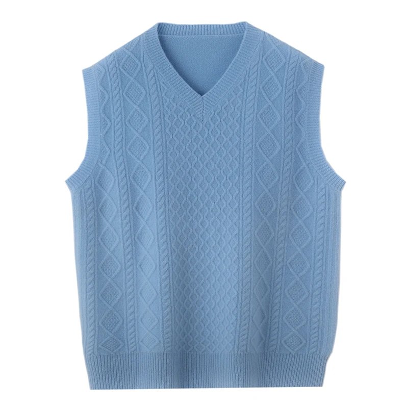 100% Merino Wool Men's V-neck Thick Warm Pullover ...
