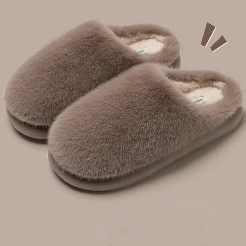 Women's Slippers-Plush Toe-Cover Slip-Resistant Cotton House Shoes