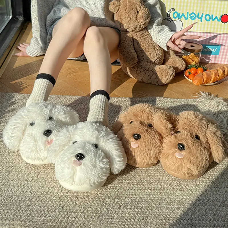 Fluffy Cartoon Women's Home Slippers Winter Cute Plush Women Shoes Flats Indoor Casual Fuzzy Fur Slides