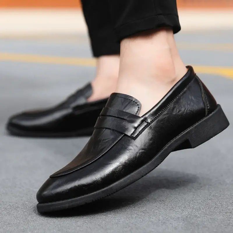 Men's Genuine Leather Comfortable Soft Sole Low Cut Loafers Business Casual Leather Shoes