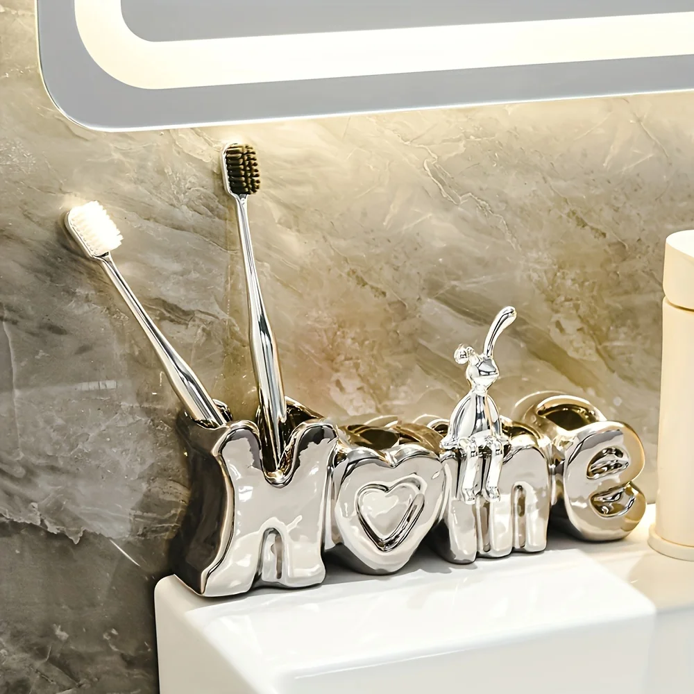 Ceramic Toothbrush Holder Multifunctional Bathroom...
