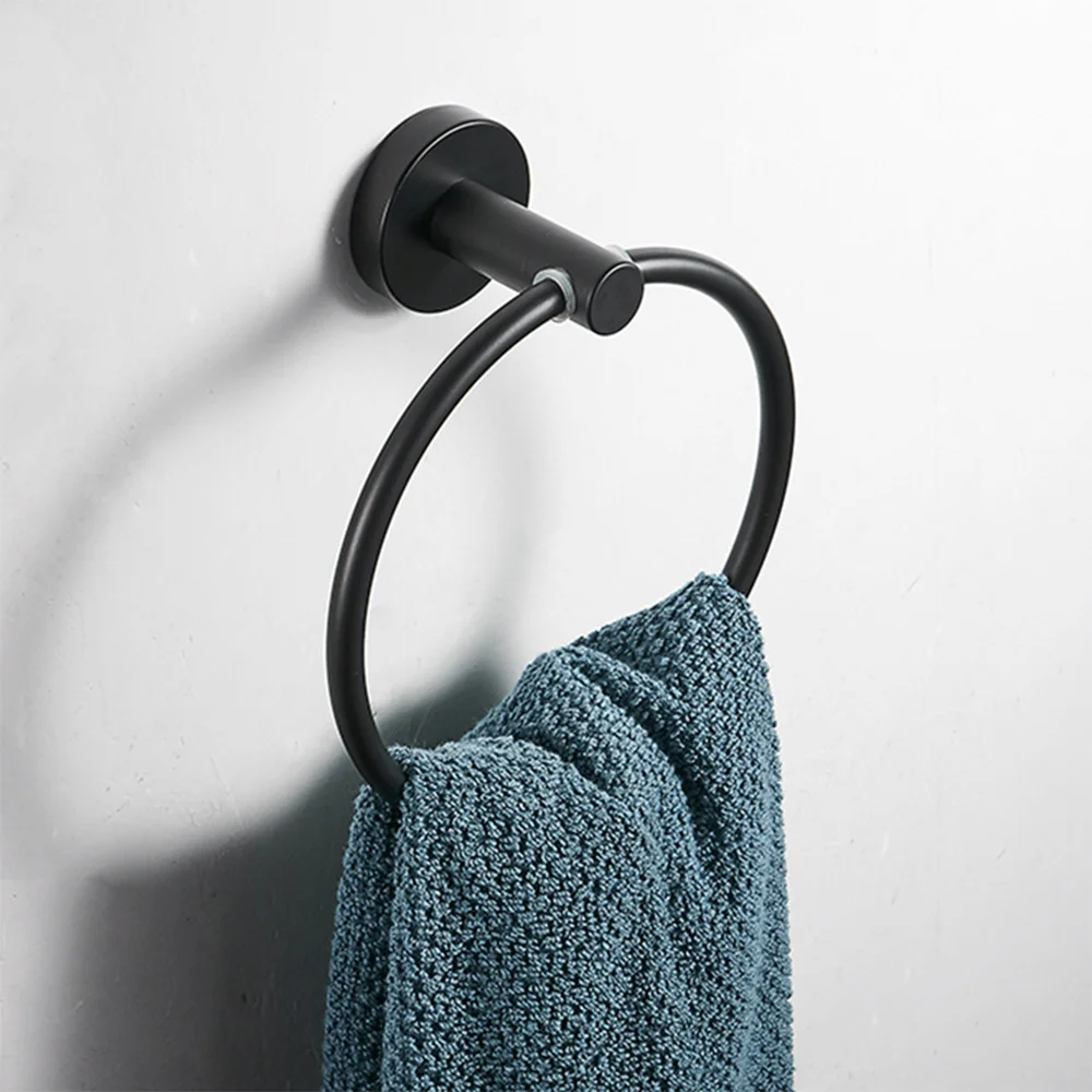 Modern Round Stainless Steel Towel Ring Bathroom Hanging Style