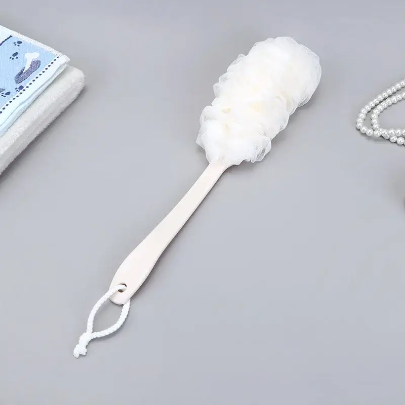 Bath And Shower Brush Long Handle Hanging Soft Mesh Back Sponge Body Cleaning Brush