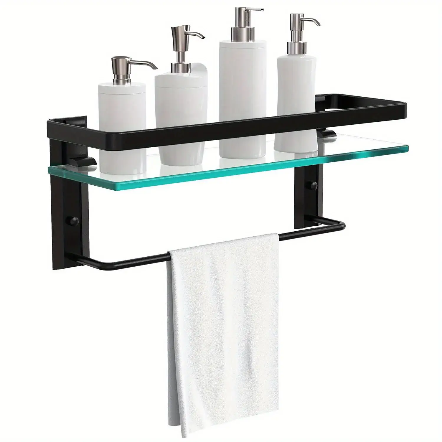 Wall Mounted Glass Bathroom Shelf With Hand Towel ...