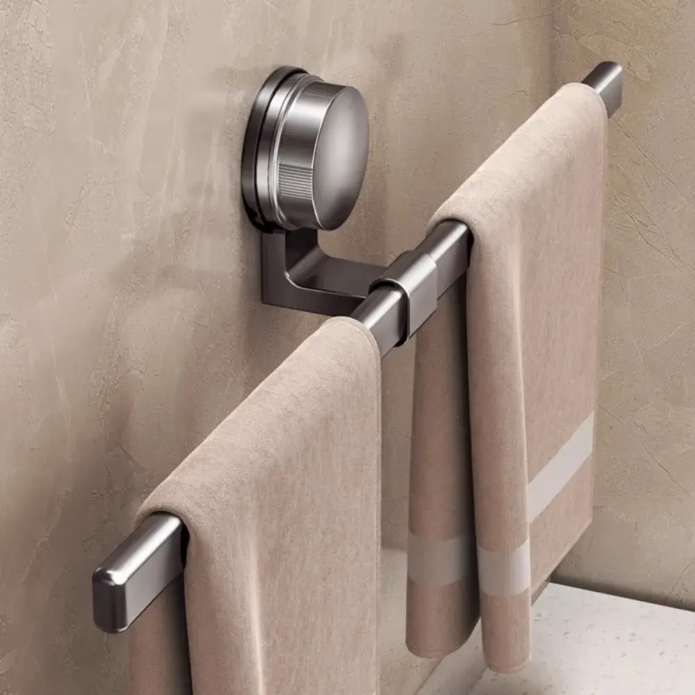 Aluminum Alloy Bathroom Towel Rack Suction Cup Installation