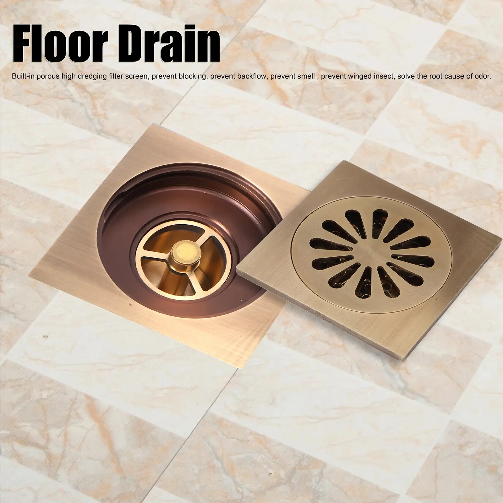 Bathroom Floor Drain Set European Antique Copper Shower Drain Toilet Drainage Accessory System