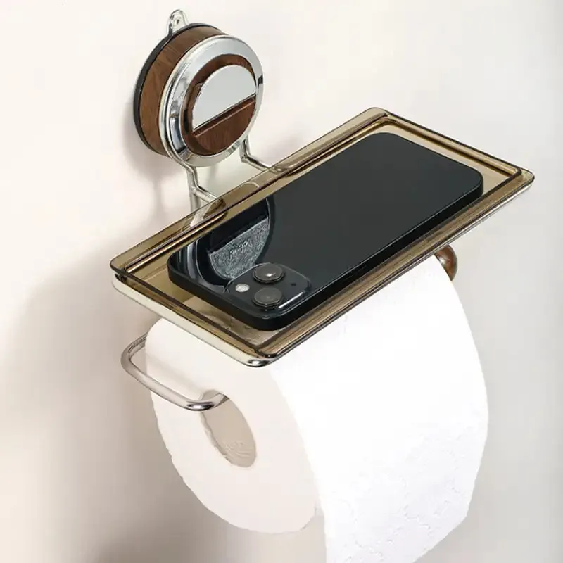 No-Drill Suction Cup Wall-Mounted Toilet Paper Holder