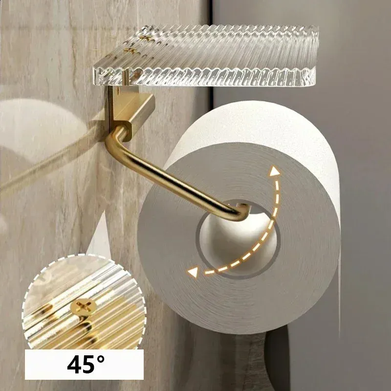 Toilet Paper Holder with Shelf No Punching Roll Tissue Hanger