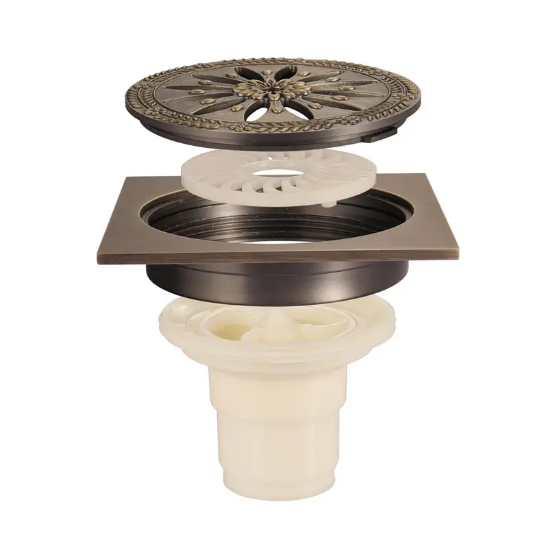 Shower Drain Bathroom Square Cover Anti Odor Floor...