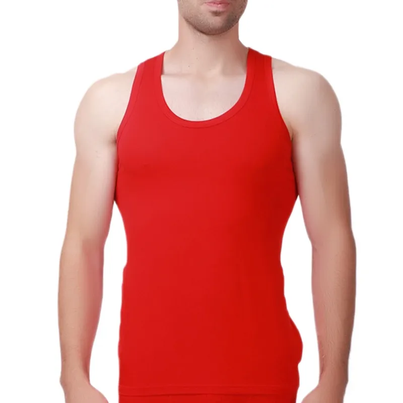 Men's Tank Tops Cotton Slim Pure Color Vest Sleeveless Tops