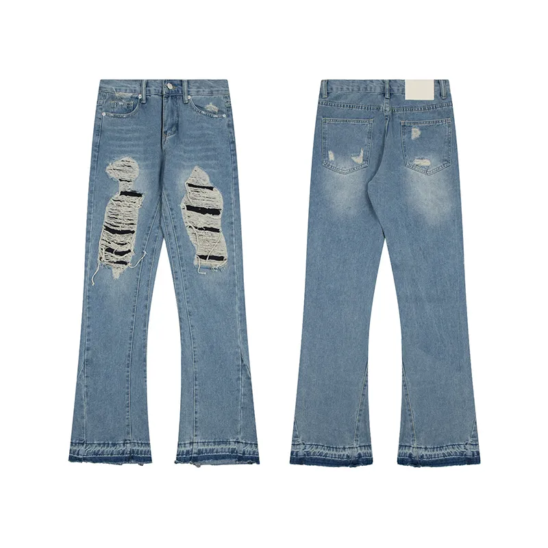 Women's Jeans Micro Flared Splash Ink Graffiti Horn Retro Deconstructed Stitching