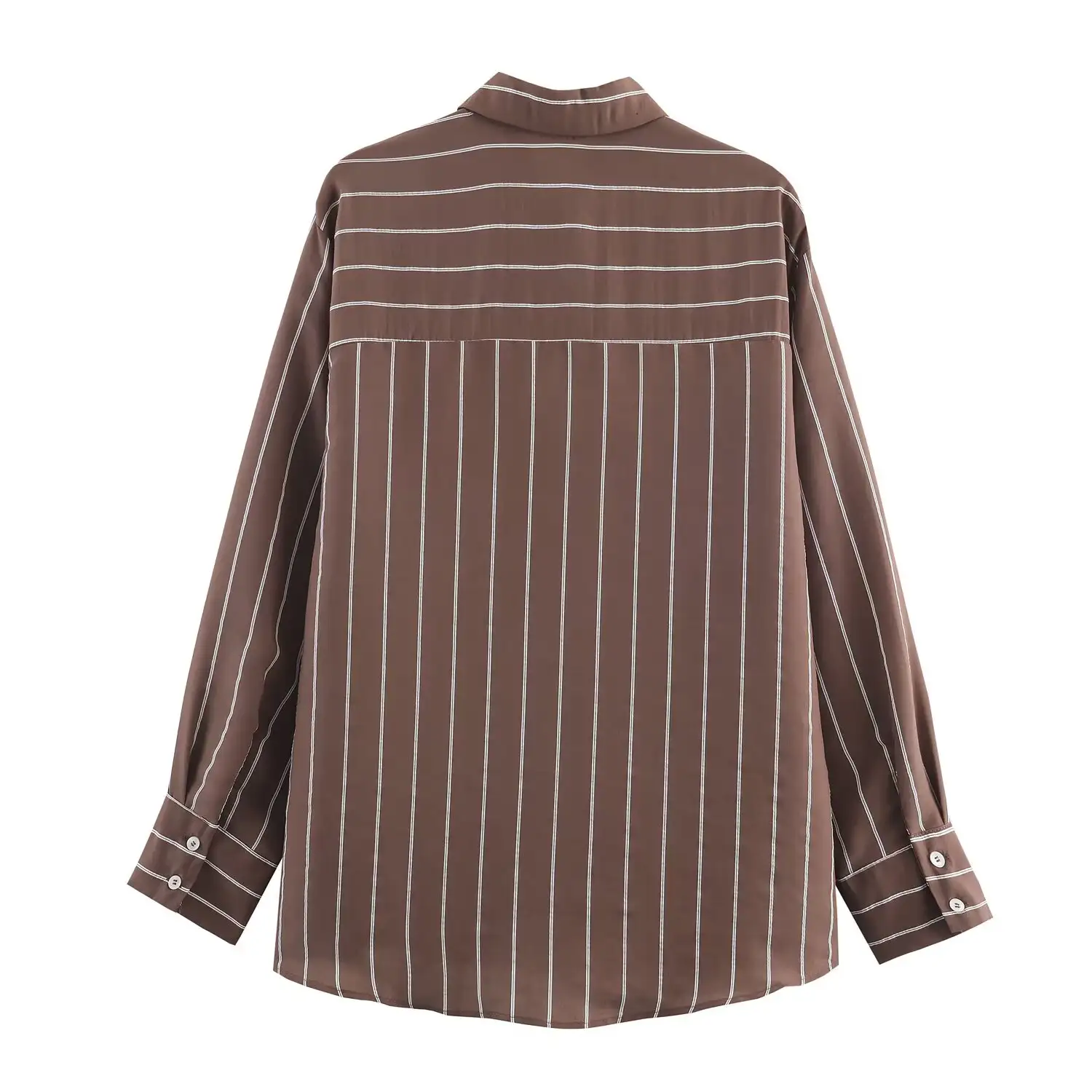 Women's Casual Loose Striped Shirt With Collar