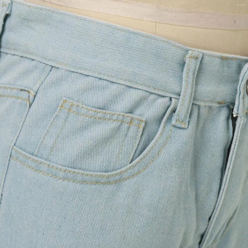 Women's Jeans Pocket Relaxed Cargo Pants Wide Leg Straight Denim Trousers