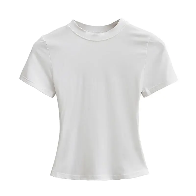 Women's High Quality Fashion Slim Fit T-Shirt Sexy Solid Color Short Sleeve Style