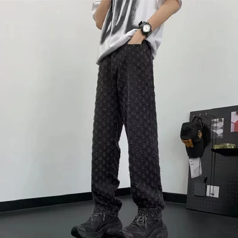 Print Simple Casual Jeans Men Straight Fashion Loo...